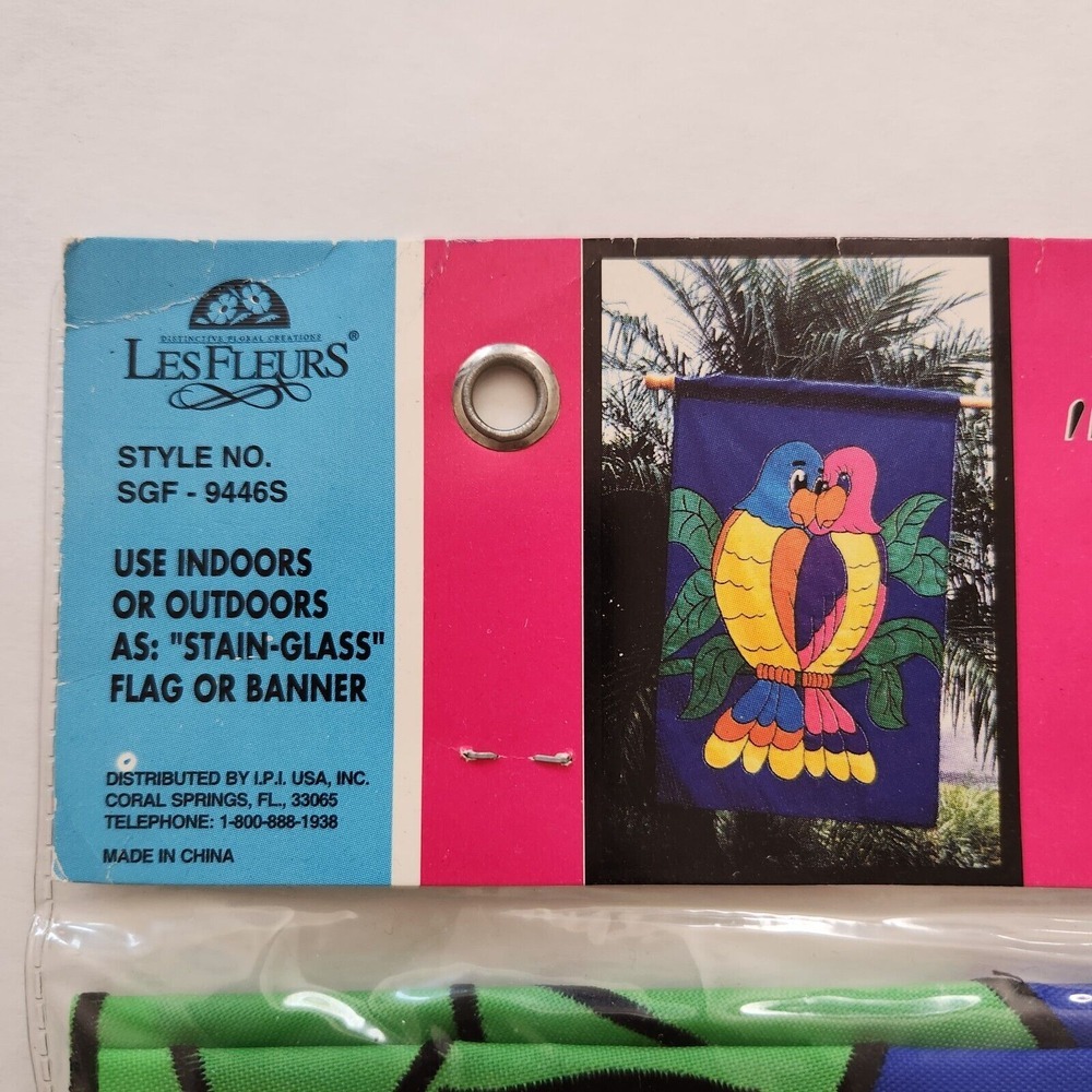 Nip Vintage Decorative House Flag Outdoor Large 28 x‎ 40 LOVE Birds (PARROTS)